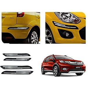 auto beast rubber car bumper protector guard with doublechrome strip compatible with brv car  car bumper protector set 4