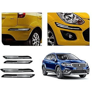 auto beast rubber car bumper protector guard with doublechrome strip compatible with maruti suzuki scross facelift car  car bumper protector set 4