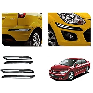 auto beast rubber car bumper protector guard with doublechrome strip compatible with toyota corolla altis car  car bumper protector set 4
