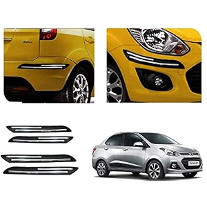 auto beast rubber car bumper protector guard with doublechrome strip compatible with xcent 2016 car  car bumper protector set 4