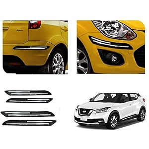 auto beast rubber car bumper protector guard with doublechrome strip compatible with nissan kicks 2019 car  car bumper protector set 4