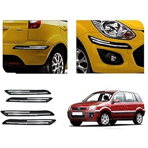 auto beast rubber car bumper protector guard with doublechrome strip compatible with compatible withd fusion car  car bumper protector set 4