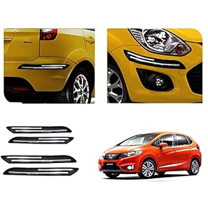 auto beast rubber car bumper protector guard with doublechrome strip compatible with jazz 2015 s and v model onwards car  car bumper protector set 4