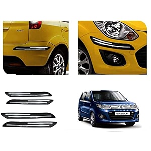 auto beast rubber car bumper protector guard with doublechrome strip compatible with maruti suzuki wagonr 2017 car  car bumper protector set 4