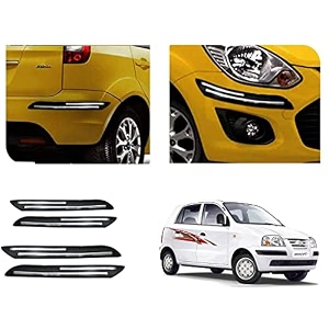 auto beast rubber car bumper protector guard with doublechrome strip compatible with santro xing car  car bumper protector set 4