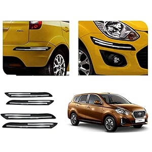 auto beast rubber car bumper protector guard with doublechrome strip compatible with datsun go plus car  car bumper protector set 4
