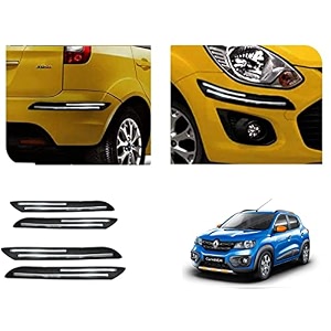 auto beast rubber car bumper protector guard with doublechrome strip compatible with renault kwid climber car  car bumper protector set 4