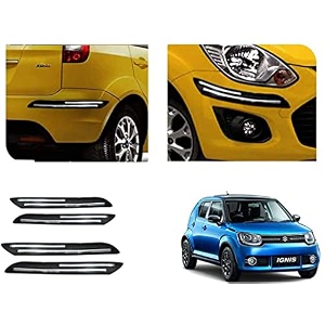 auto beast rubber car bumper protector guard with doublechrome strip compatible with maruti suzuki ignis car  car bumper protector set 4