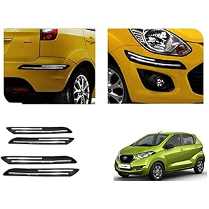 auto beast rubber car bumper protector guard with doublechrome strip compatible with datsun redi go car  car bumper protector set 4