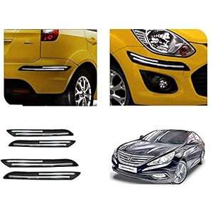 auto beast rubber car bumper protector guard with doublechrome strip compatible with sonata fluidic car  car bumper protector set 4