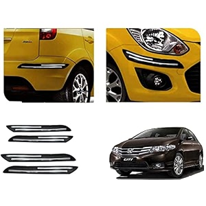 auto beast rubber car bumper protector guard with doublechrome strip compatible with city ivtec car  car bumper protector set 4