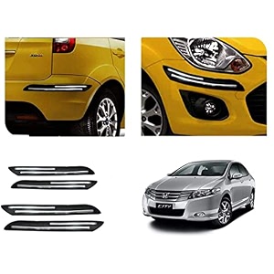 auto beast rubber car bumper protector guard with doublechrome strip compatible with city ivtec 2011 car  car bumper protector set 4
