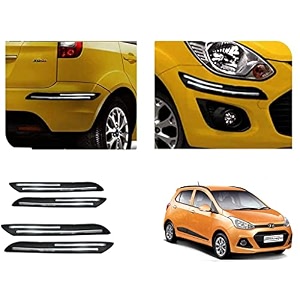 auto beast rubber car bumper protector guard with doublechrome strip compatible with i10 grand car  car bumper protector set 4