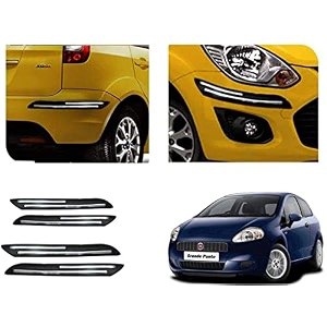 auto beast rubber car bumper protector guard with double chrome strip compatible with grand punto car  car bumper protector set 4