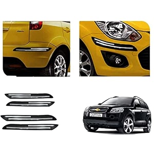 auto beast rubber car bumper protector guard with doublechrome strip compatible with captiva car  car bumper protector set 4