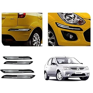 auto beast rubber car bumper protector guard with doublechrome strip compatible with mahindra logan car  car bumper protector set 4