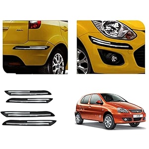 auto beast rubber car bumper protector guard with doublechrome strip compatible with tata indica car  car bumper protector set 4