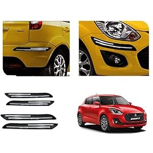 auto beast rubber car bumper protector guard with doublechrome strip compatible with maruti suzuki swift 2018 car  car bumper protector set 4