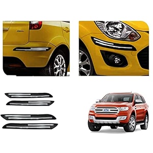 auto beast rubber car bumper protector guard with doublechrome strip compatible with compatible withd endeavour 2017 car  car bumper protector set 4