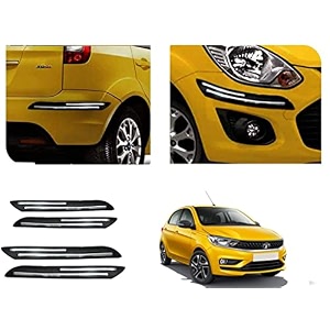 auto beast rubber car bumper protector guard with doublechrome strip compatible with tata tiago 2020 car  car bumper protector set 4