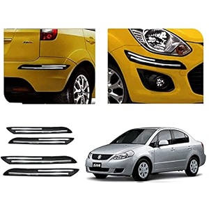 auto beast rubber car bumper protector guard with doublechrome strip compatible with maruti suzuki sx4 car  car bumper protector set 4