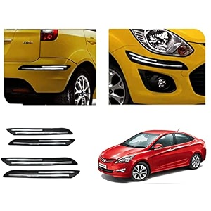 auto beast rubber car bumper protector guard with doublechrome strip compatible with verna fluidic 4s car  car bumper protector set 4