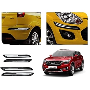 auto beast rubber car bumper protector guard with doublechrome strip compatible with kia seltos car  car bumper protector set 4