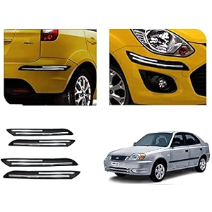 auto beast rubber car bumper protector guard with doublechrome strip compatible with accent car  car bumper protector set 4