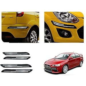auto beast rubber car bumper protector guard with doublechrome strip compatible with mitsubishi lancer car  car bumper protector set 4