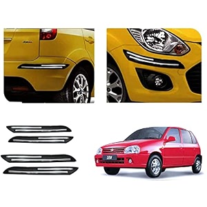 auto beast rubber car bumper protector guard with doublechrome strip compatible with maruti suzuki zen car  car bumper protector set 4