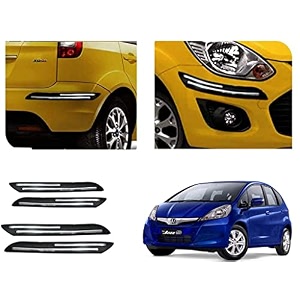 auto beast rubber car bumper protector guard with doublechrome strip compatible with jazz car  car bumper protector set 4