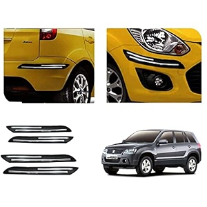 auto beast rubber car bumper protector guard with doublechrome strip compatible with maruti suzuki vitara car  car bumper protector set 4
