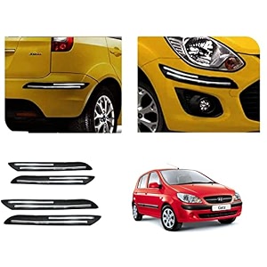 auto beast rubber car bumper protector guard with doublechrome strip compatible with getz prime car  car bumper protector set 4
