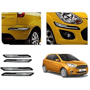 auto beast rubber car bumper protector guard with doublechrome strip compatible with compatible withd figo 2015 car  car bumper protector set 4