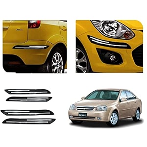 auto beast rubber car bumper protector guard with doublechrome strip compatible with optra car  car bumper protector set 4