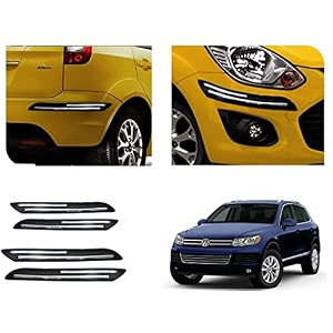auto beast rubber car bumper protector guard with doublechrome strip compatible with volkswagen touareg car  car bumper protector set 4