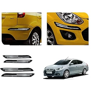 auto beast rubber car bumper protector guard with doublechrome strip compatible with renault scala car  car bumper protector set 4