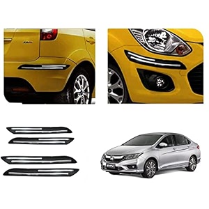 auto beast rubber car bumper protector guard with double chrome strip compatible with city 2020 car  car bumper protector set 4