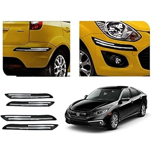 auto beast rubber car bumper protector guard with double chrome strip compatible with civic 2019 car  car bumper protector set 4