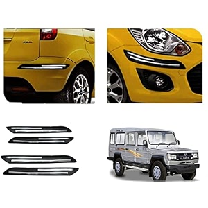 auto beast rubber car bumper protector guard with doublechrome strip compatible with toyota land cruiser car  car bumper protector set 4