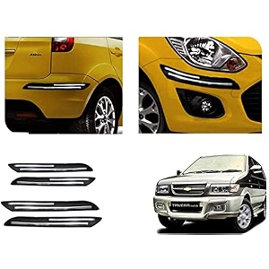 auto beast rubber car bumper protector guard with doublechrome strip compatible with tavera type 1 car  car bumper protector set 4