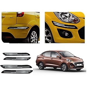 auto beast rubber car bumper protector guard with doublechrome strip compatible with aura car  car bumper protector set 4
