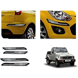 auto beast rubber car bumper protector guard with doublechrome strip compatible with maruti suzuki gypsy mg410 car  car bumper protector set 4