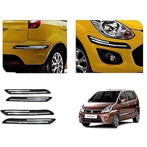 auto beast rubber car bumper protector guard with doublechrome strip compatible with maruti suzuki zen estilo type 2 car  car bumper protector set 4