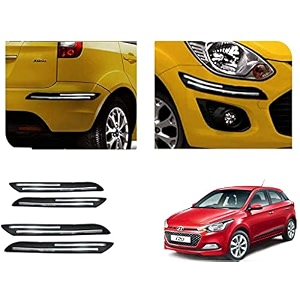 auto beast rubber car bumper protector guard with doublechrome strip compatible with i20 elite car  car bumper protector set 4