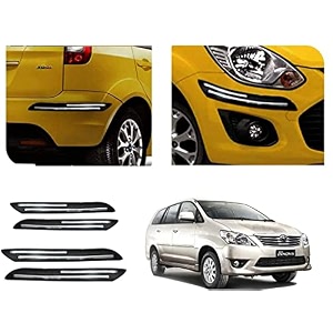 auto beast rubber car bumper protector guard with doublechrome strip compatible with toyota innova 2012 2013 car  car bumper protector set 4