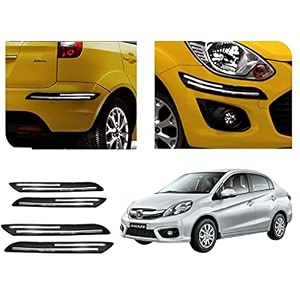 auto beast rubber car bumper protector guard with doublechrome strip compatible with amaze type 2 car  car bumper protector set 4