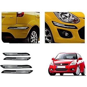 auto beast rubber car bumper protector guard with doublechrome strip compatible with maruti suzuki swift type 2 car  car bumper protector set 4