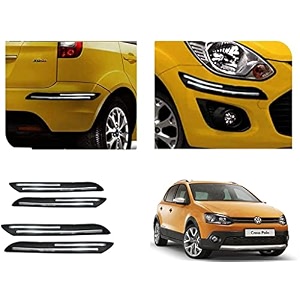 auto beast rubber car bumper protector guard with doublechrome strip compatible with volkswagen polo cross car  car bumper protector set 4