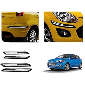 auto beast rubber car bumper protector guard with doublechrome strip compatible with i20 elite 2018 car  car bumper protector set 4